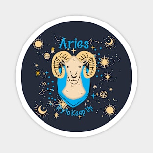 Aries ram zodiac astrology birthday sun sign boho retro Magnet